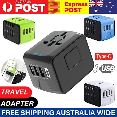 $3.04 • Buy AUS International Universal Travel Adapter With 3 USB+ Type C AC Power Charger