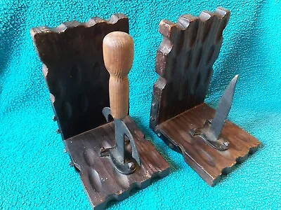 Book Ends Wood And Planished Metal Split Sword Excaliber Design See Pics • £10