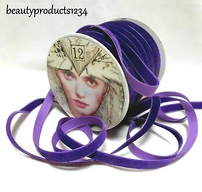 3 Yards 3/8  VIOLET Velvet Ribbon Quality / Finished Edges / JUST ARRIVED!~ • $4