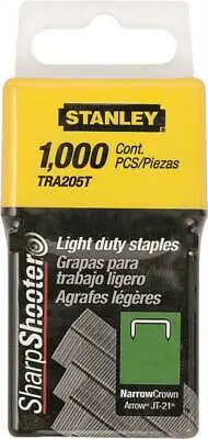 Stanley -1/4 Inch Light Duty Narrow Crown Staples - Pack Of 1000 Tra204T 1620566 • $2.39