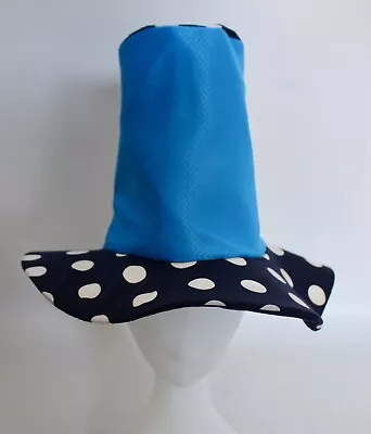 £6.99 • Buy Adult Blue Dark Blue & White Spotted Oversized Top Hat Polka Dotted Mad Hatter
