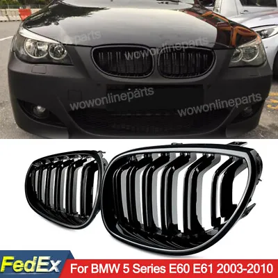 $29.99 • Buy Front Kidney Gloss Black Grille Dual Slats Grill For 2003-2010 BMW E60 E61 M5
