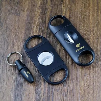 $10.99 • Buy Classic Black 3 Cigar Set Cutter V-Cut Sharp Stainless Steel Blade Cigars Punch