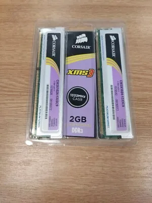 Corsair XMS3 2GB DDR3 1333MHz 2 X 1GB Modules PC Memory CM3X1024-1333C9 • £9.95