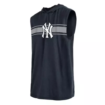 New Era New York Yankees Sleeveless Hooded Sweatshirt T-Shirt Hoodie Size Large • $28.99