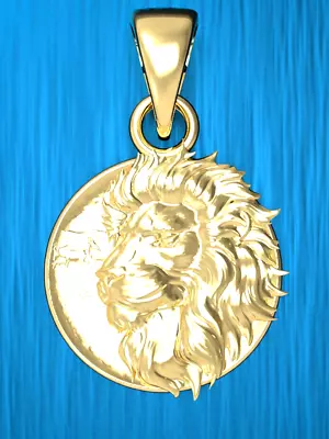 Solid 14K Yellow Gold Lion King Medallion Pendant   • $305