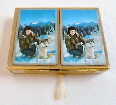 Vintage 1959 Congress Canasta Playing Cards Woman & Husky Dog  Double Deck • $15.99