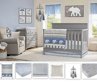 OiOi Safari 6-Piece Nursery Set Crib Bedding Ceiling Mobile & Changing Pad Cover • $99