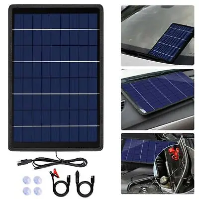 Portable 10W 12V Solar Panel Trickle Battery Charger Car Van Caravan Boat Kit - • £20.85