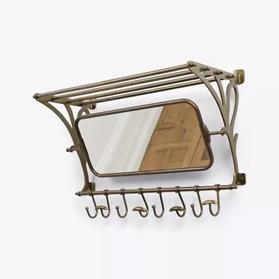 French COATRACK Mirror Luggage Rack Train Wall Mounted Rack With Mirror • $279