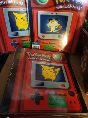 $18.50 • Buy Vintage 1999 Pokemon Pikachu And Meowth Pokédex Binder Nintendo 3 Ring