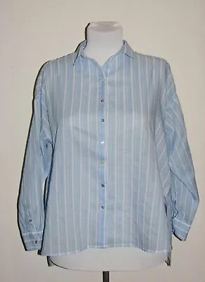 H&M Blue Striped Long Sleeve Button Front Shirt (12) • $7.99