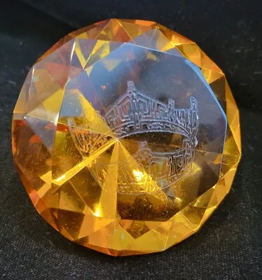 Rare Miss America Crown On Large Orange Glass Solitaire Diamond Paperweight  • $99.99