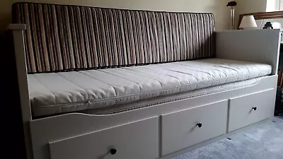 Ikea Hemnes Day Bed White Two Mattresses PLUS BESPOKE BACK CUSHION • £110