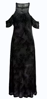 VOLCOM Stone Row Palmshell Cold Shoulder Black Maxi Dress NEW Womens XS S M • $67.42