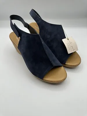 Mila Paoli Sandals Suede Shoes Cork Wedge Womens Blue Sandal Size 7 Sku 3066 • $21.74