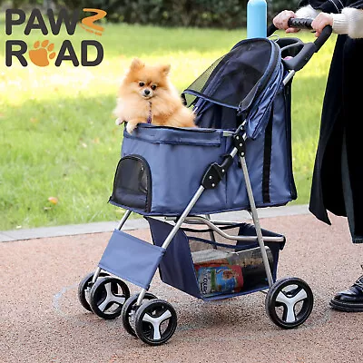 $99.99 • Buy Pet Stroller Dog Pram Large Cat Carrier Travel Pushchair Foldable 4 Wheels