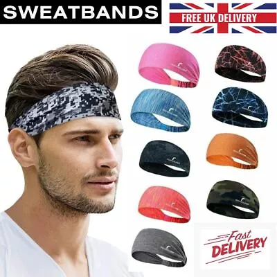 Sports Headband Yoga Gym Sweatband Women Men.Hair Bands Head Prevent Sweat Bands • £3.69