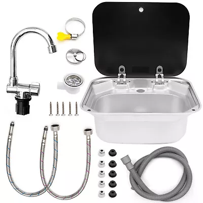 Stainless Steel Kitchen Sink For RV Caravan Camper Boat Bar With Cold&Hot Faucet • $152.64