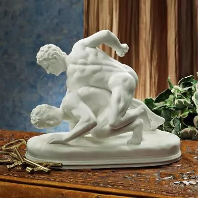 Small: Classic Hellenistic Nude Bonded Marble Greek Roman Wrestlers Statue • $80.82