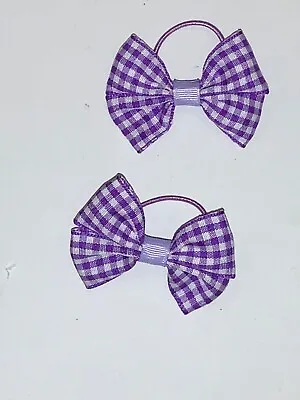 School 2 X GINGHAM / TARTAN HAIR BOWS BOBBLES  Perfect For Fine Hair. New • £1.95