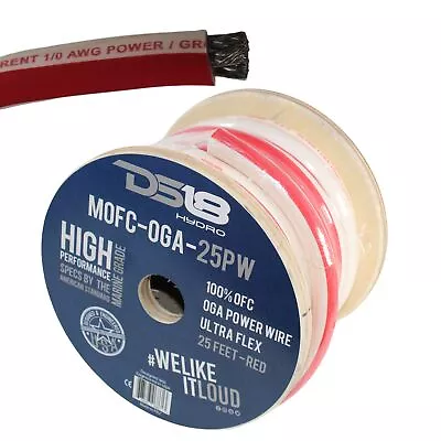 DS18 0 AWG OFC Tinned Copper Marine Power Wire White/Red Stripe Lot • $254.95