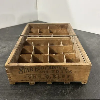 Star Chicken Egg Carriers & Trays Wood Crate John Elbs NY Rare 2 Dozen Size • $99