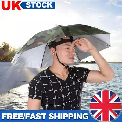 Umbrella Hat Foldable Outdoor Sun Shade Waterproof Camping Headwear Cap • £6.09