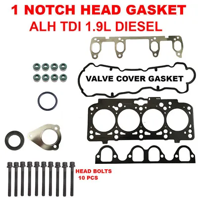 $73 • Buy 1 NOTCH Engine Cylinder Head Gasket Set With Bolts For VW ALH TDI 1.9L Diesel