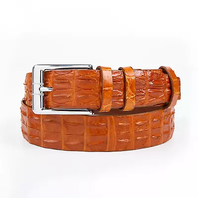 Genuine Alligator Skin Tan Brown Belt For Men Crocodile Leather Men's Belt • $86