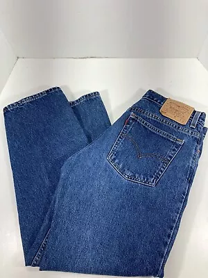 Levis 555 Jeans Women Size 12 Petite 32X29 Blue Denim Guys Fit Vintage USA 1980s • $29.95