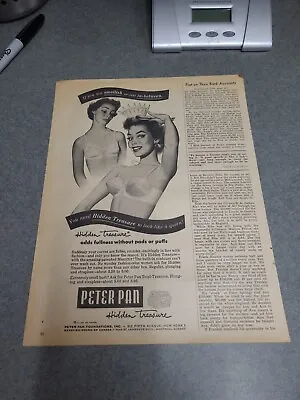 1952 Vintage Brassiere AD PETER PAN 'Hidden Treasure' BRA  Small Bust 051017 • $2.50