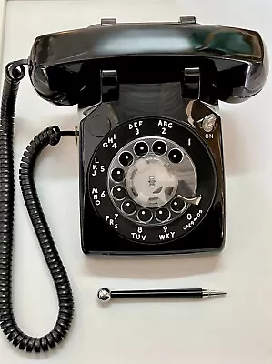 VINTAGE 1970s BLACK WESTERN ELECTRIC BELL SYSTEM 514BM ROTARY TELEPHONE & DIALER • $215