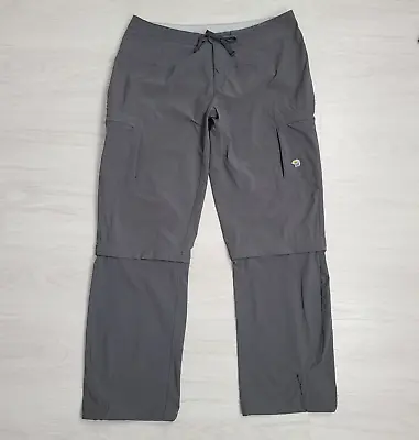 Mountain Hardwear Women's Yuma Pants 12 Gray Convertible Zip Off Cargo Hiking • $39.99