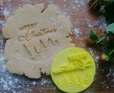 £3.49 • Buy 3D Merry Christmas Tree Embosser Stamp For Icing Fondant Clay Cupcake Topper 6cm
