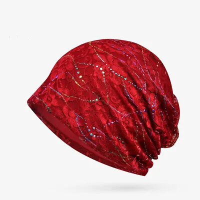 Women Lace Muslim Cancer Chemo Cap Baggy Hat Beanie Scarf Turban Headwrap • £7.49