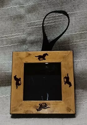 Vintage Small Wooden Picture Frame Horses Inlay 2.75” Square Ornament • $9.99