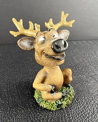 Mini Bobble Head Moose 3” Swibco Figurine Comical Silly Sitting Moose Resin • $17.90