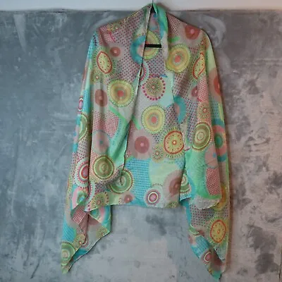 MANDALA Scarf Wrap Pastel Pink Blue Sheer Circles Dots Lightweight 33x60 • $17.88