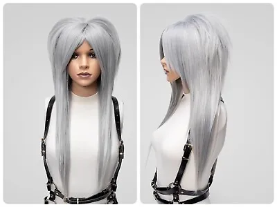 Grey Wigs With Bangs Long Styled Emo Boy Girl Anime Cosplay Hairstyle Alopecia • $186.77