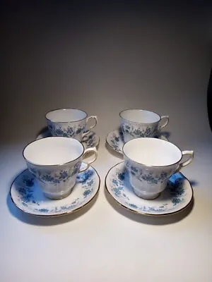 4 X Colclough Braganza Bone China Periwinkle Tea Cups And Saucers • £20