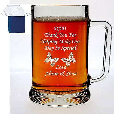 Personalised Pint Beer Glass Tankard Birthday 18th 21st 30th 40th 50th 60th Gift • £11.98