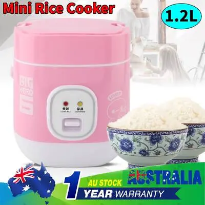 Electric Rice Cooker With Steamer 3 Cups Portable Mini Cooking 1-2Person 1.2L • $31.99