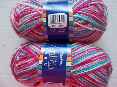 Herrschners Afghan Yarn Variegated 2-ply Wildflowers Lot Of 2 (220 Yds Ea) • $16.99