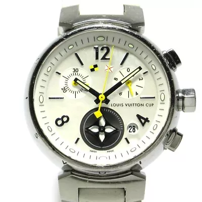 Auth LOUIS VUITTON Tambour Chrono Lovely Cup Q132C RZ7541 White Wrist Watch • $577