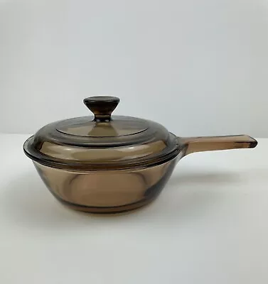 Pyrex Corning Ware Visions Amber Cookware .5 L Liter Saucepan Pot With Lid • $14.45