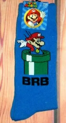 Mens Super Mario Blue Crew Socks (shoe Size 6.5-12) • $9.90