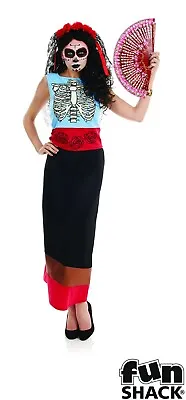 Day Of The Dead Ladies Costume - Womens Fancy Dress Halloween • £19.99