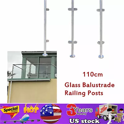 Stainless Steel Fencing Stair Balustrade Railing Post Grade Glass Clamps 110cm • $204