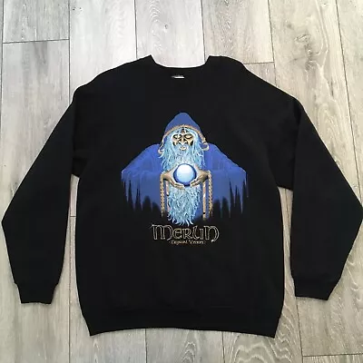 Vintage Merlin Wizard Sweatshirt Large Mens Black Screen Star Sweats Graphic  • $37.29